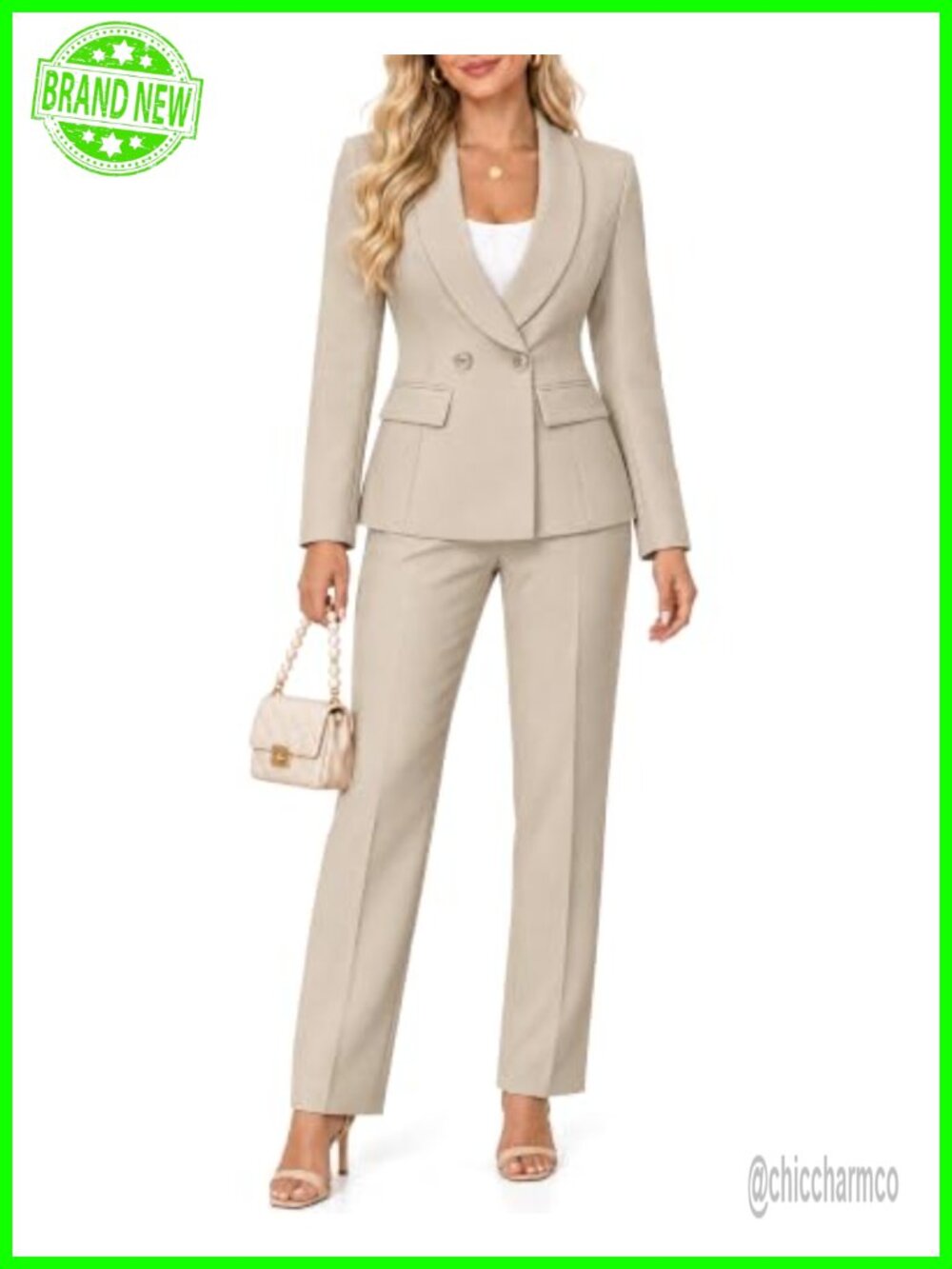 Women's 2 Piece Pantsuit Shawl Collar Blazer & Ankle Pants Set Business